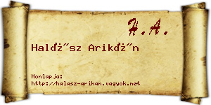 Halász Arikán névjegykártya